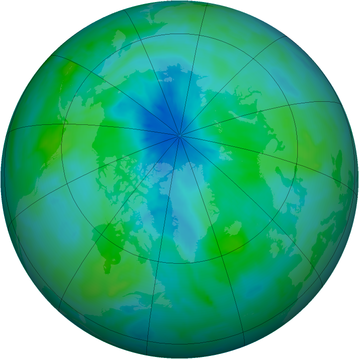Arctic ozone map for 09 September 2012